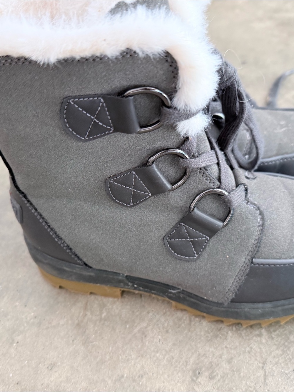 Kids Grey Faux-Fur Winter Boots - Comfortable Cold-Weather Footwear